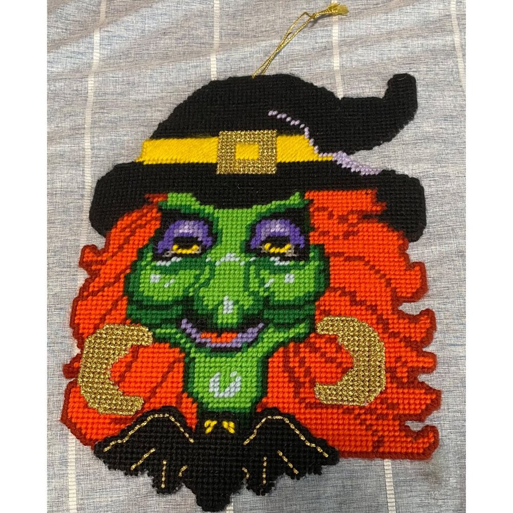 Rasputin Witch Halloween Needlepoint Hobby Kraft Decor Finished Complete Decor